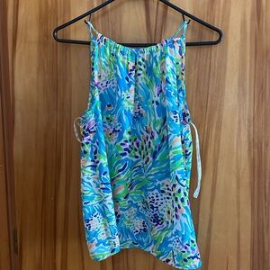 Lilly Pulitzer Blue and Green Patterned Tank Top